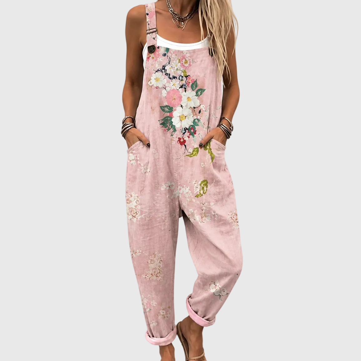 Elowen | Pink Floral Overalls