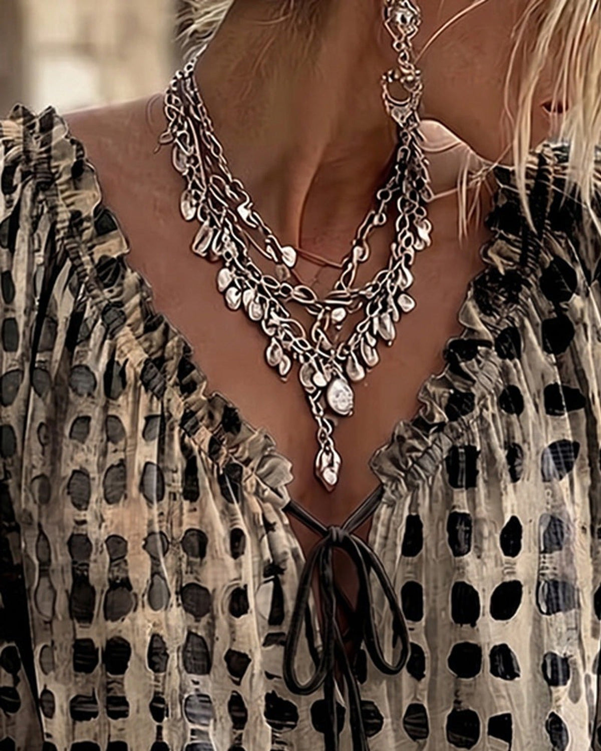 Mila | Printed Tie-Neck Blouse
