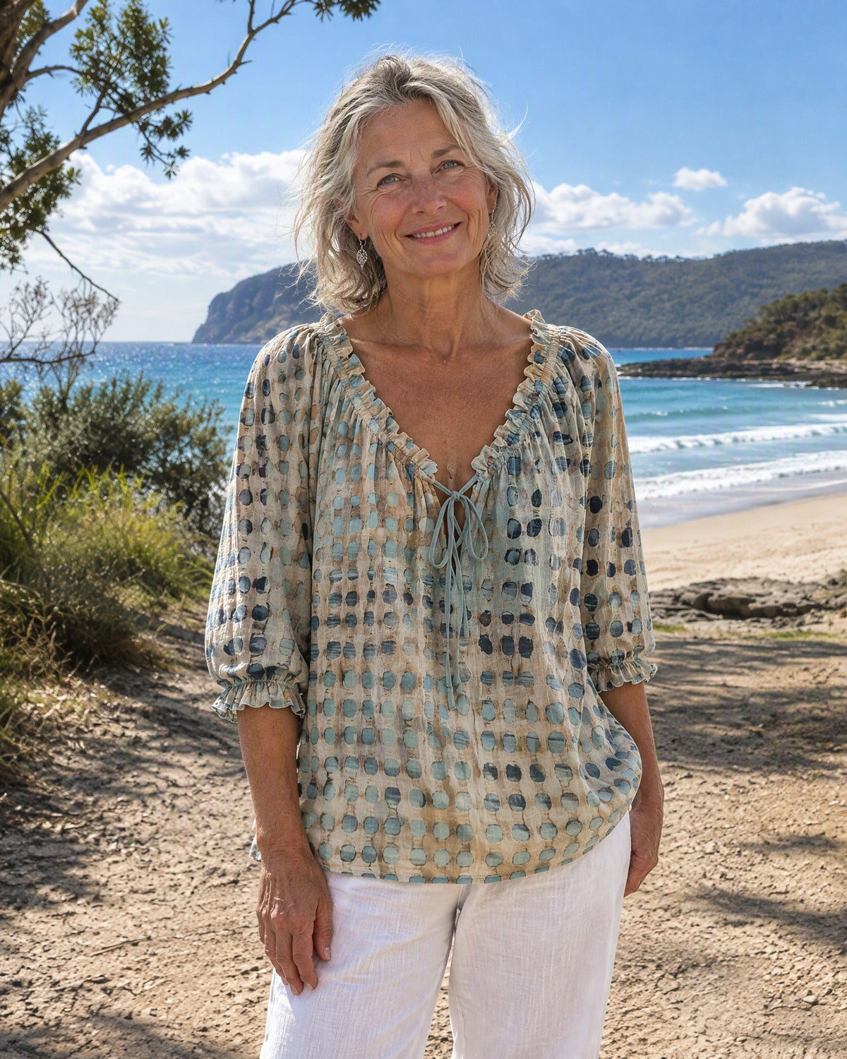 Mila | Printed Tie-Neck Blouse