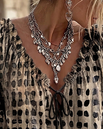Mila | Printed Tie-Neck Blouse