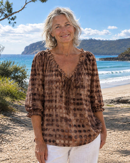 Mila | Printed Tie-Neck Blouse