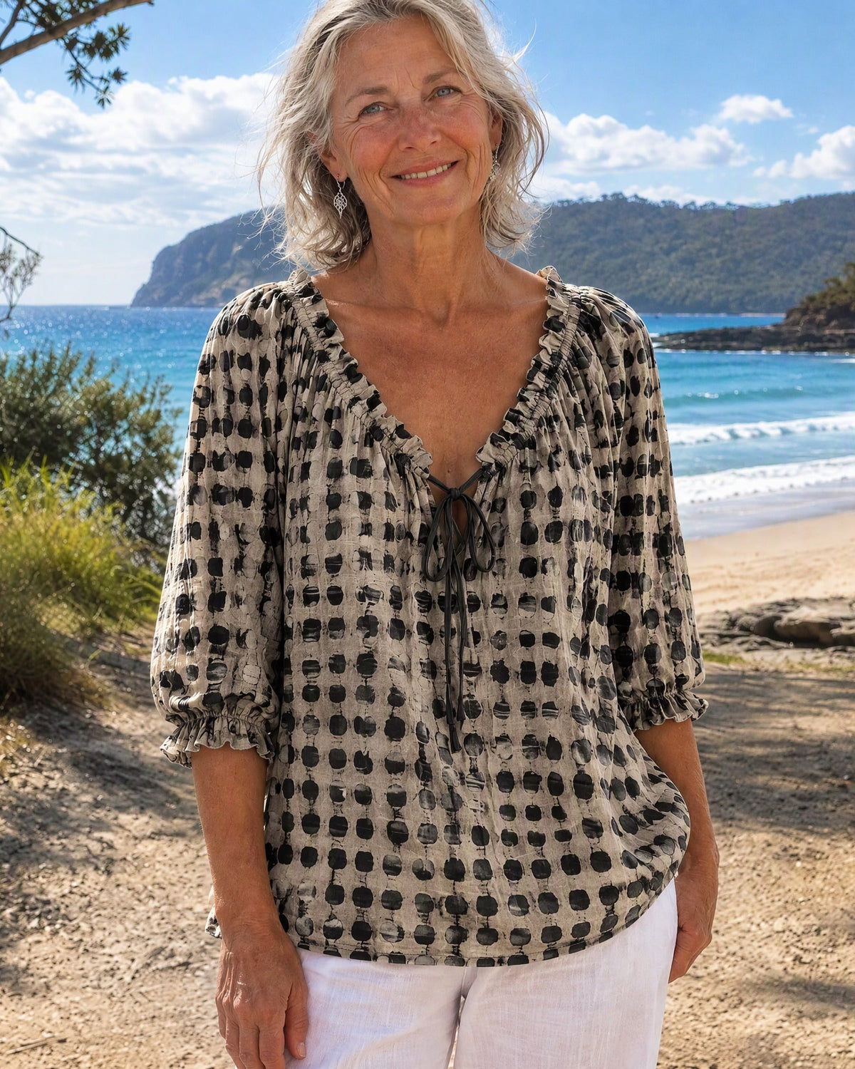 Mila | Printed Tie-Neck Blouse