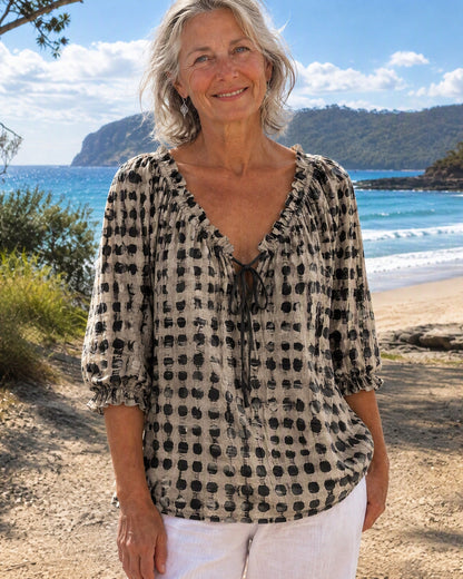 Mila | Printed Tie-Neck Blouse