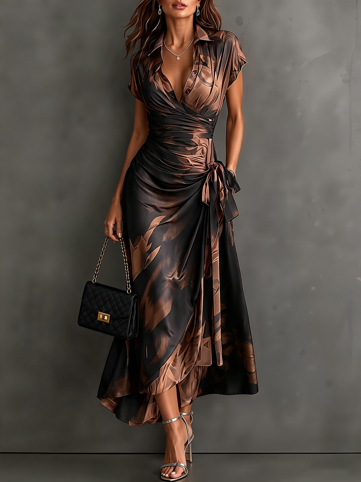 Francesca | Printed Wrap-Style Midi Dress