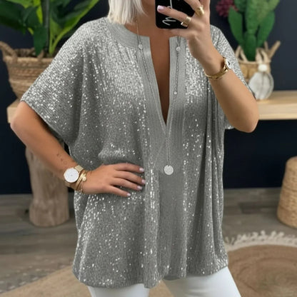 Dubai | Shimmer V-Neck Top