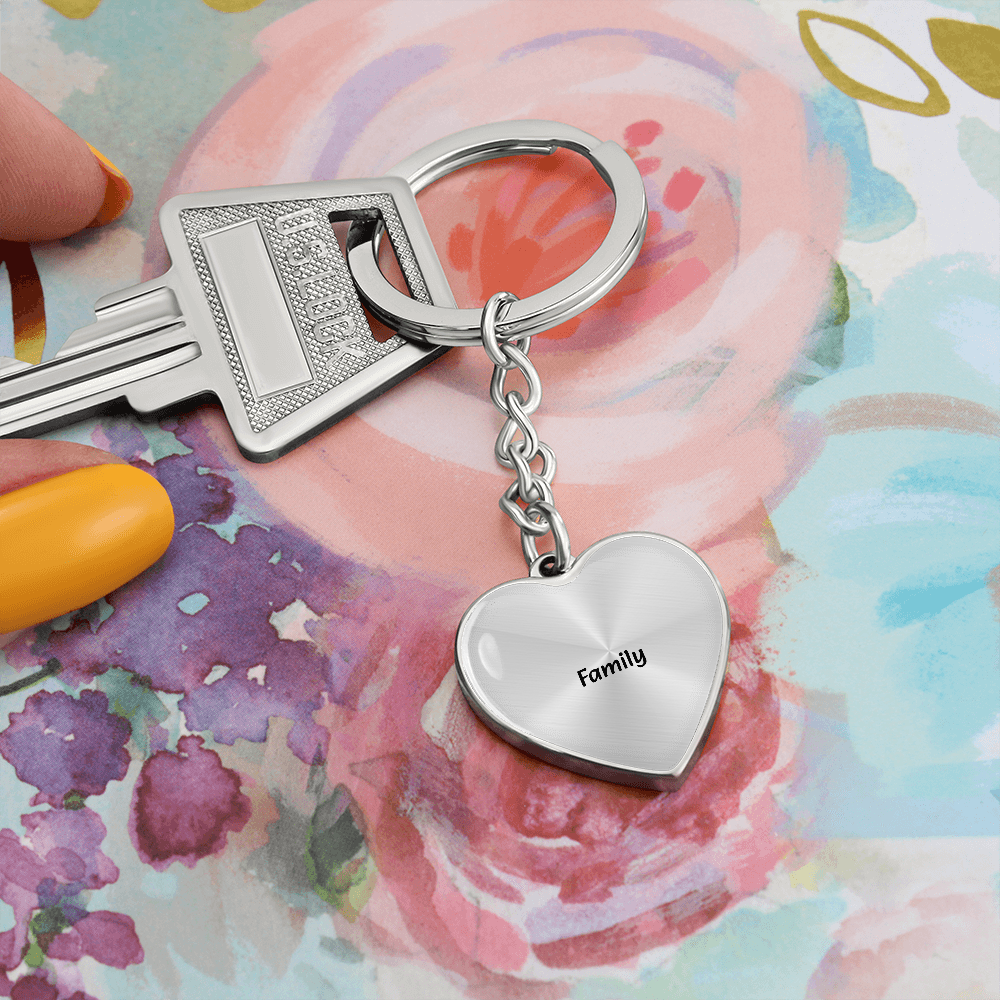Family Heart Keychain - Engraved Keepsake