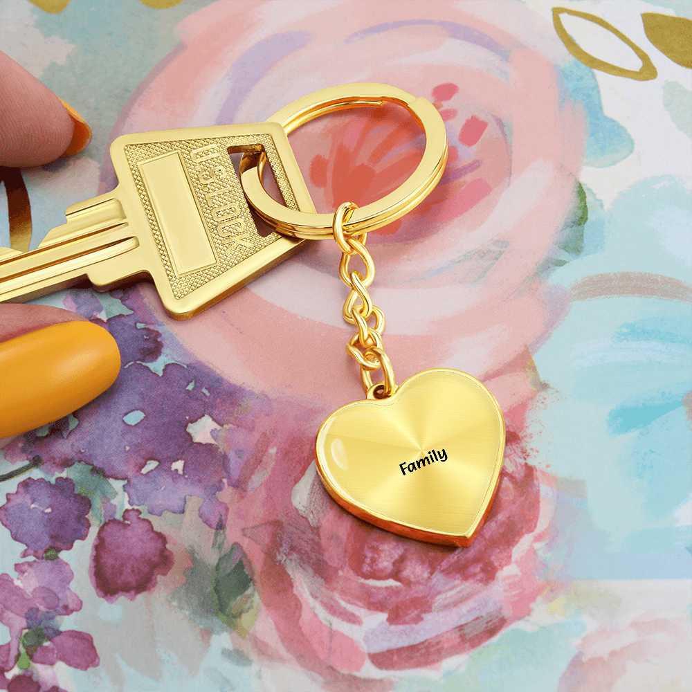 Family Heart Keychain - Engraved Keepsake