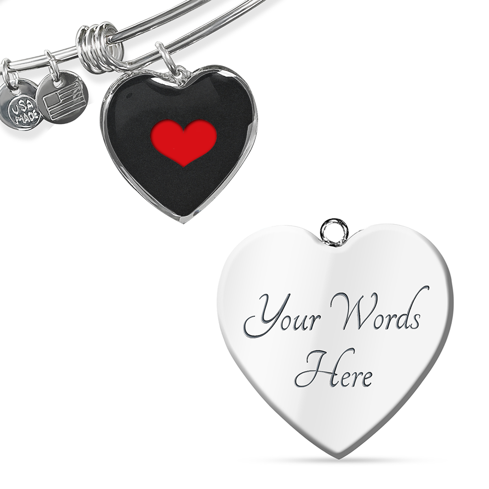 Luxury Heart Bangle - Upload Your Own Photo And Text