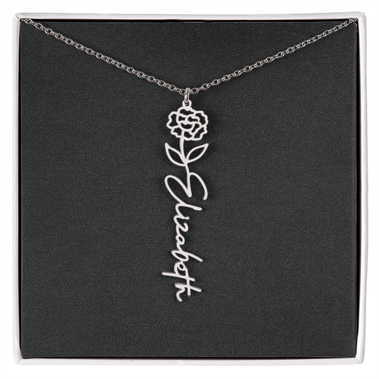 Flower Name Necklace - Add Your Name