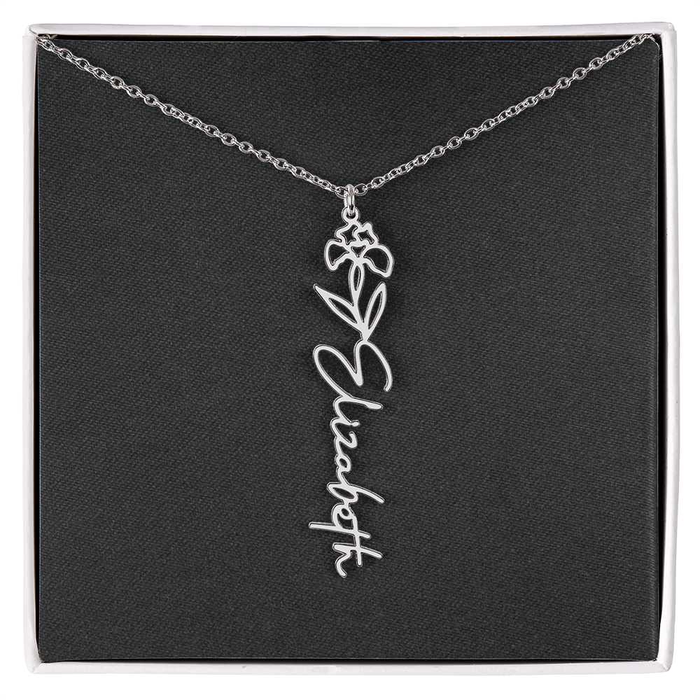 Flower Name Necklace - Add Your Name