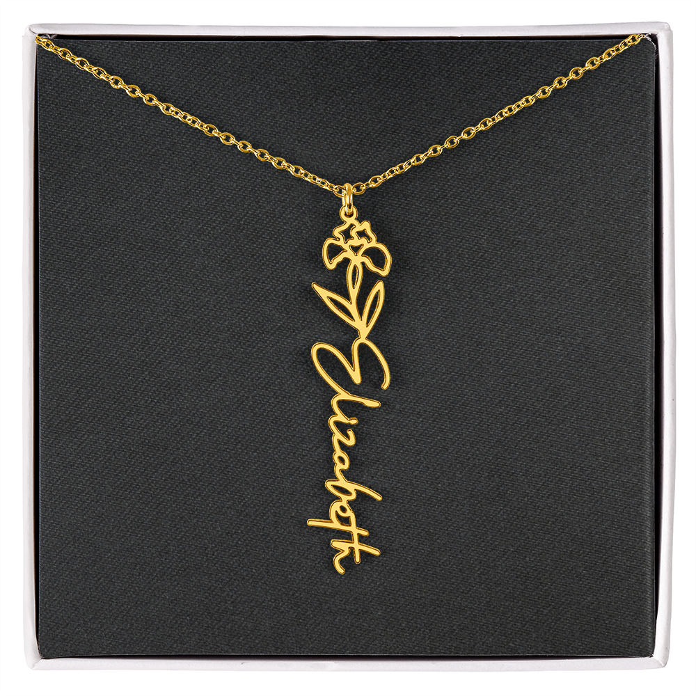 Flower Name Necklace - Add Your Name