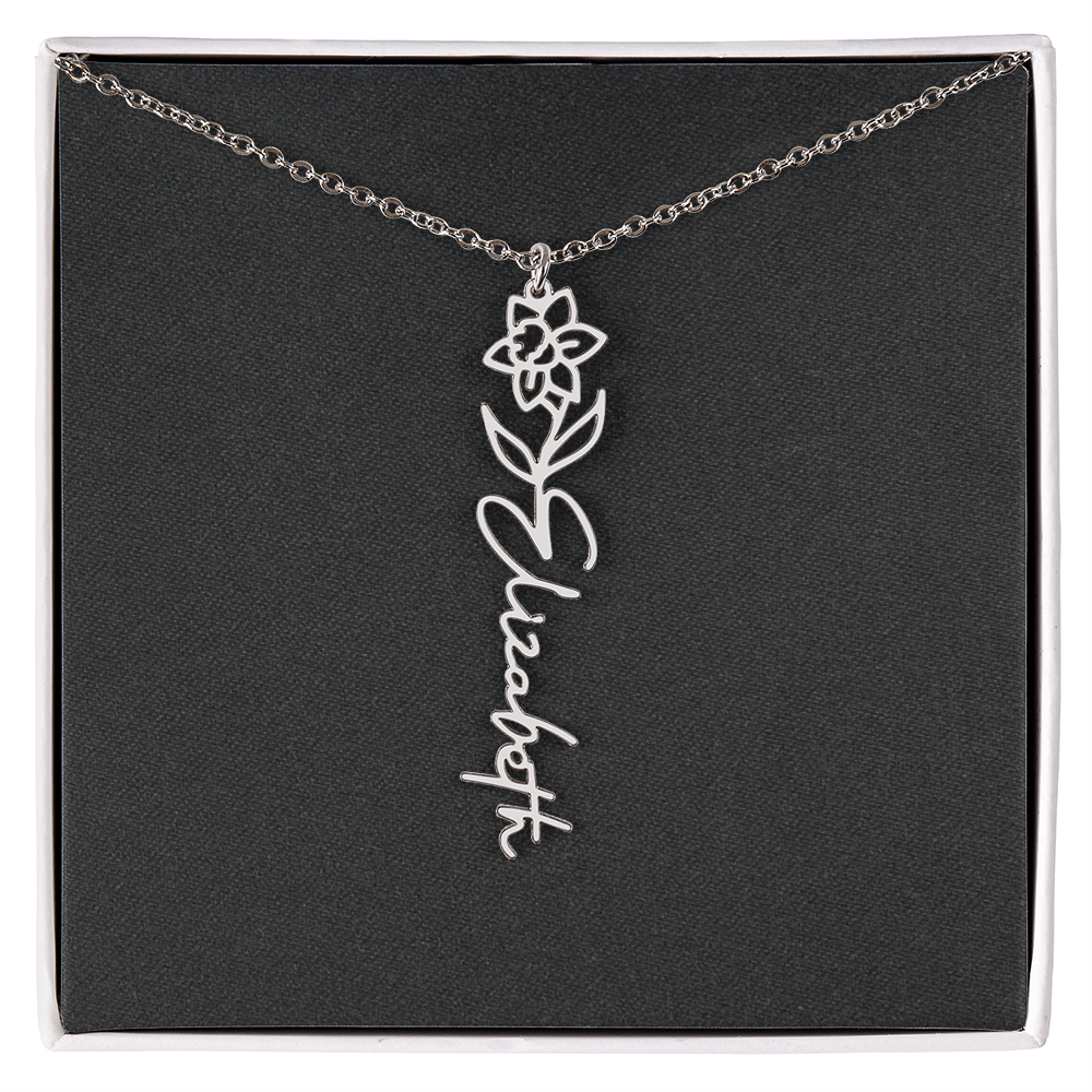 Flower Name Necklace - Add Your Name