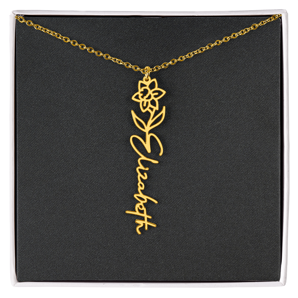 Flower Name Necklace - Add Your Name