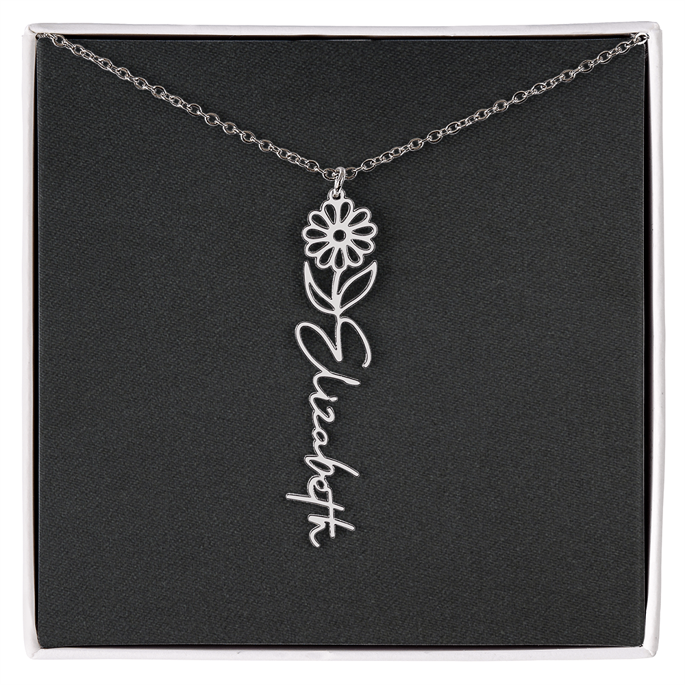 Flower Name Necklace - Add Your Name