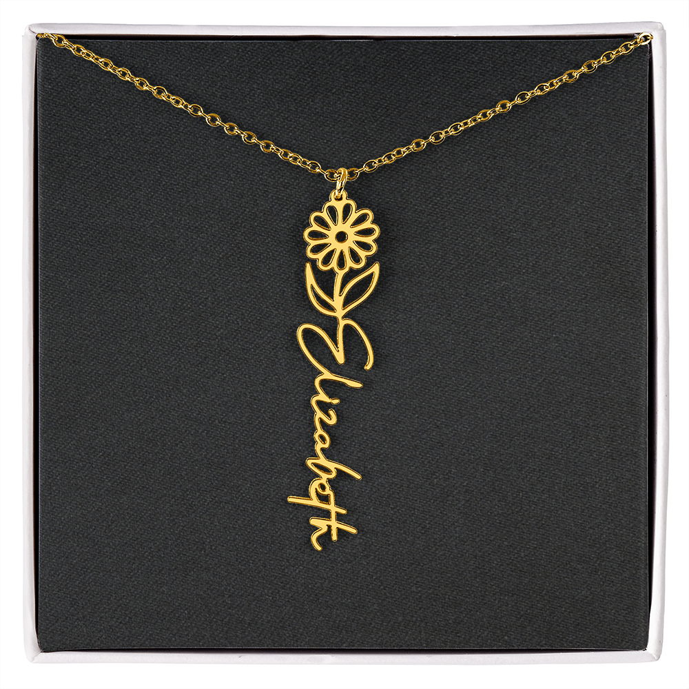 Flower Name Necklace - Add Your Name