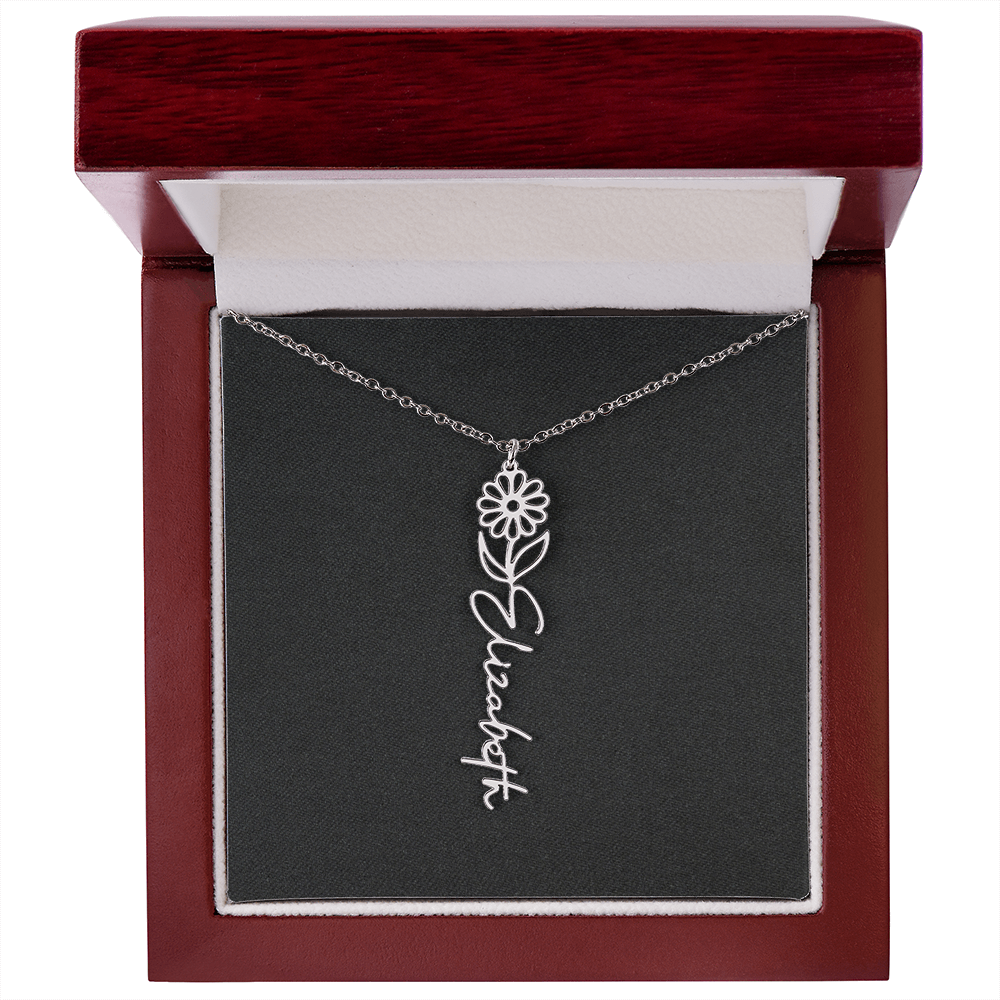 Flower Name Necklace - Add Your Name