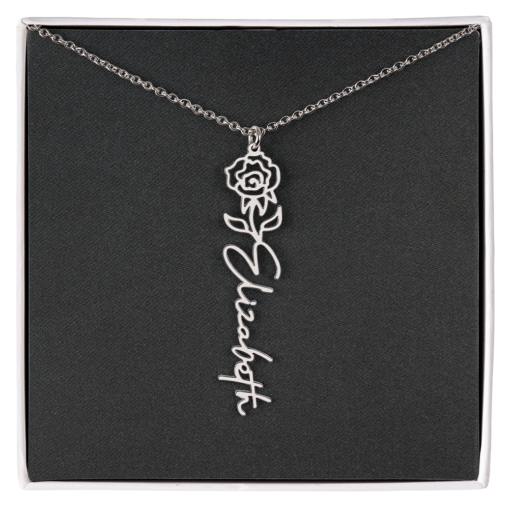 Flower Name Necklace - Add Your Name