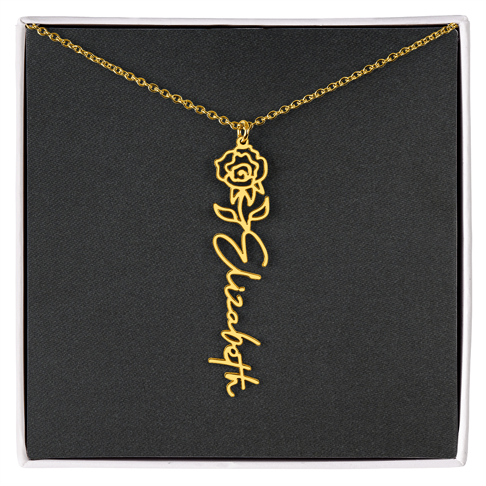 Flower Name Necklace - Add Your Name