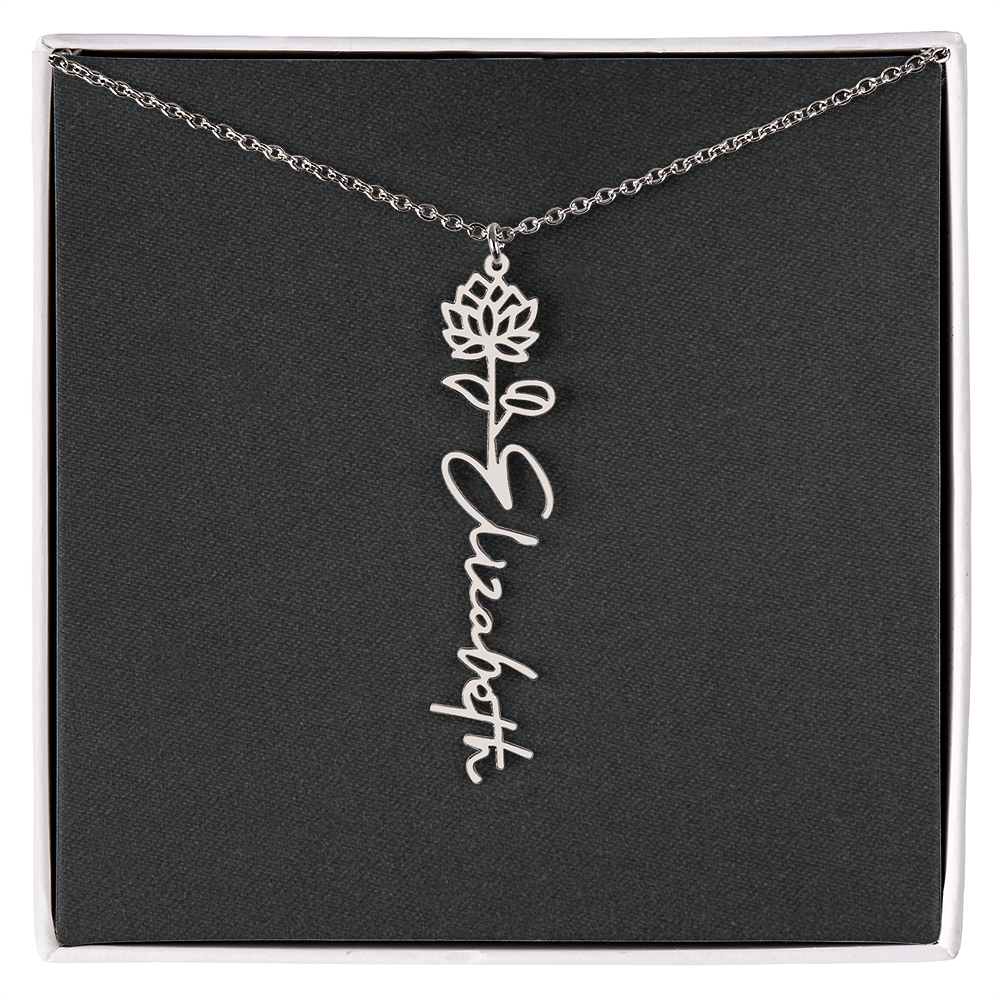 Flower Name Necklace - Add Your Name