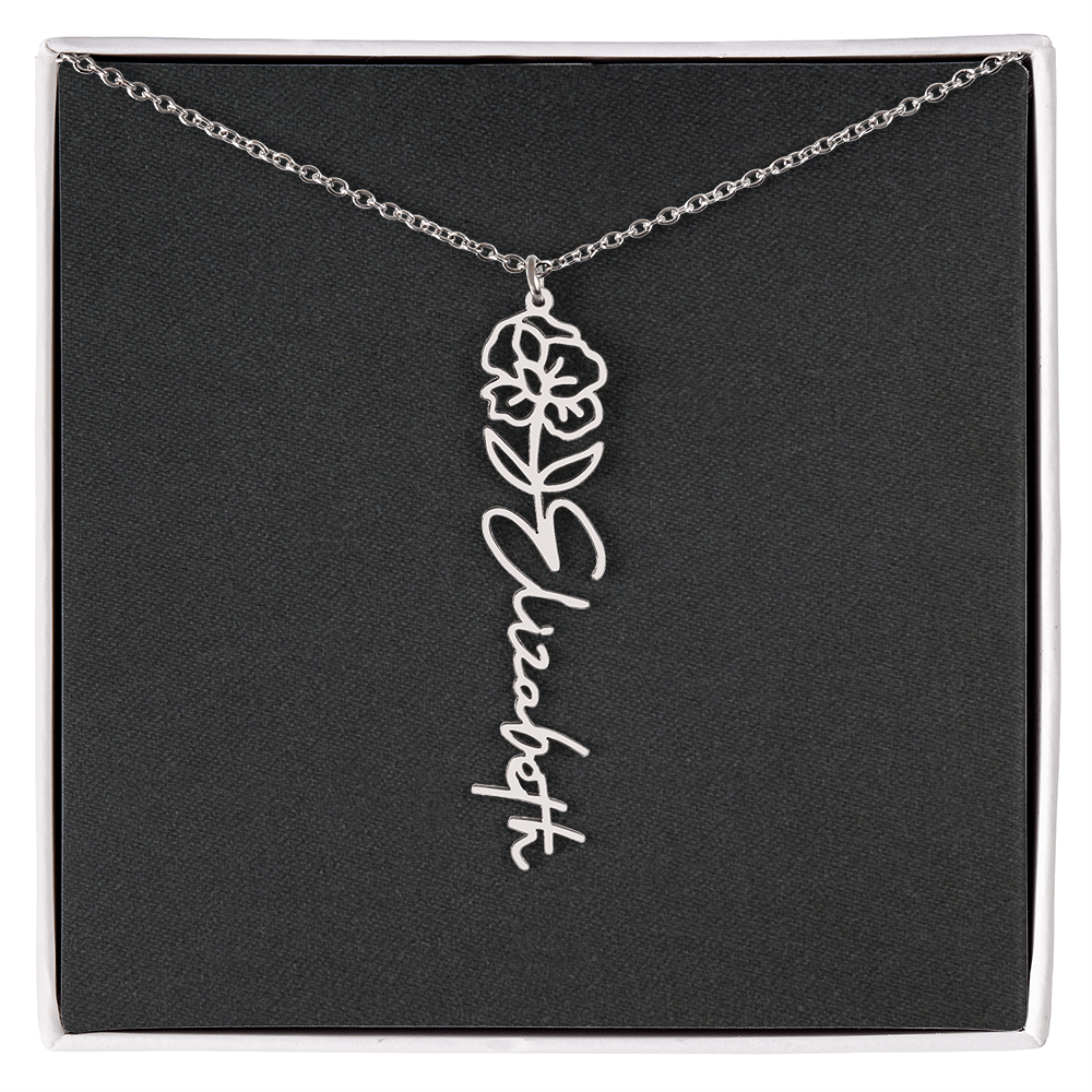 Flower Name Necklace - Add Your Name