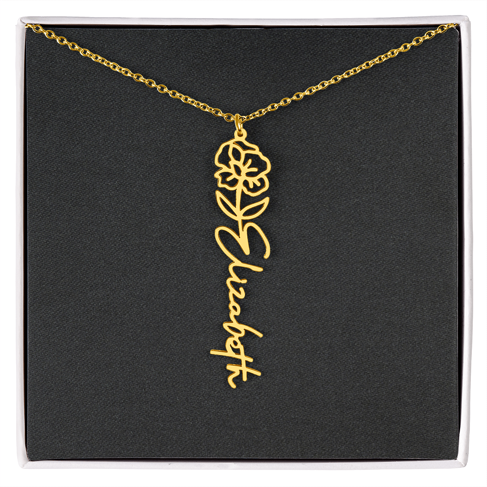 Flower Name Necklace - Add Your Name