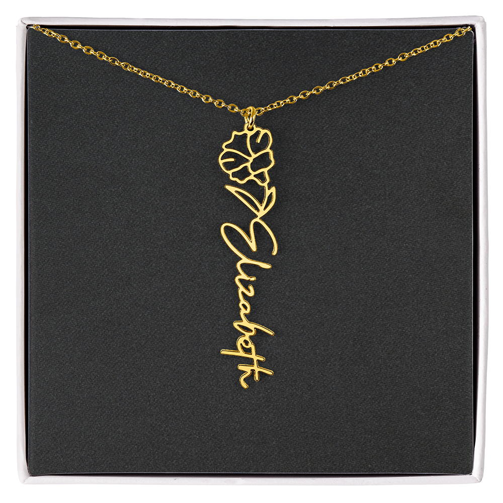 Flower Name Necklace - Add Your Name
