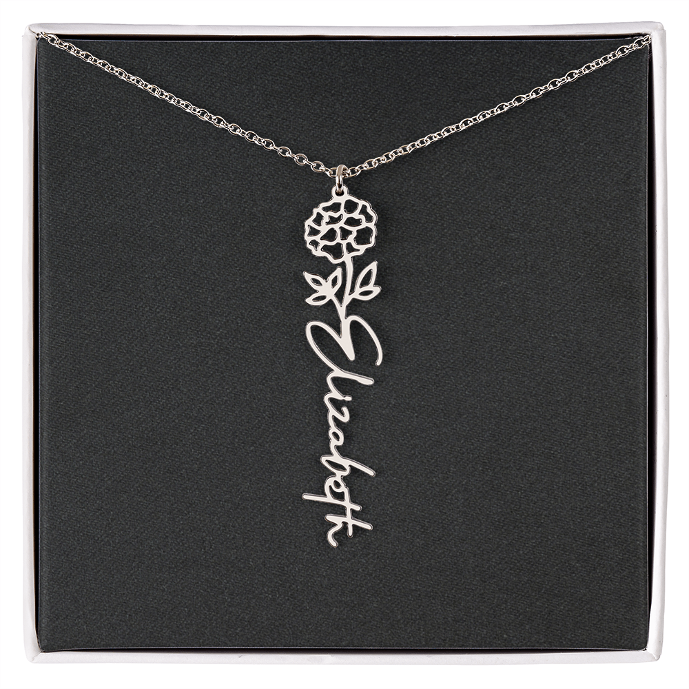 Flower Name Necklace - Add Your Name