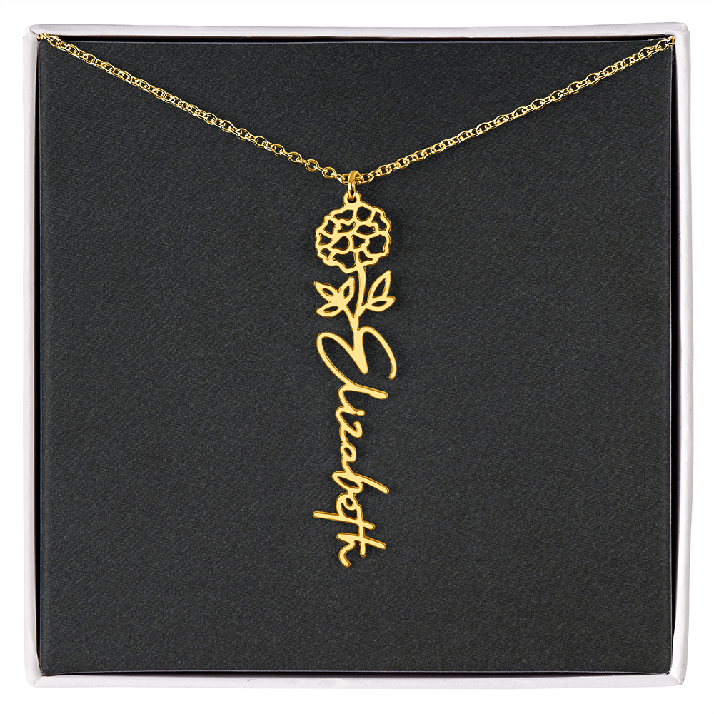 Flower Name Necklace - Add Your Name