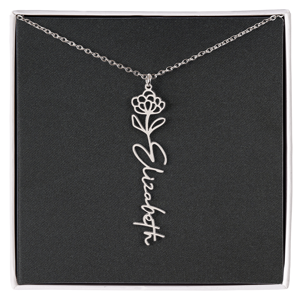Flower Name Necklace - Add Your Name