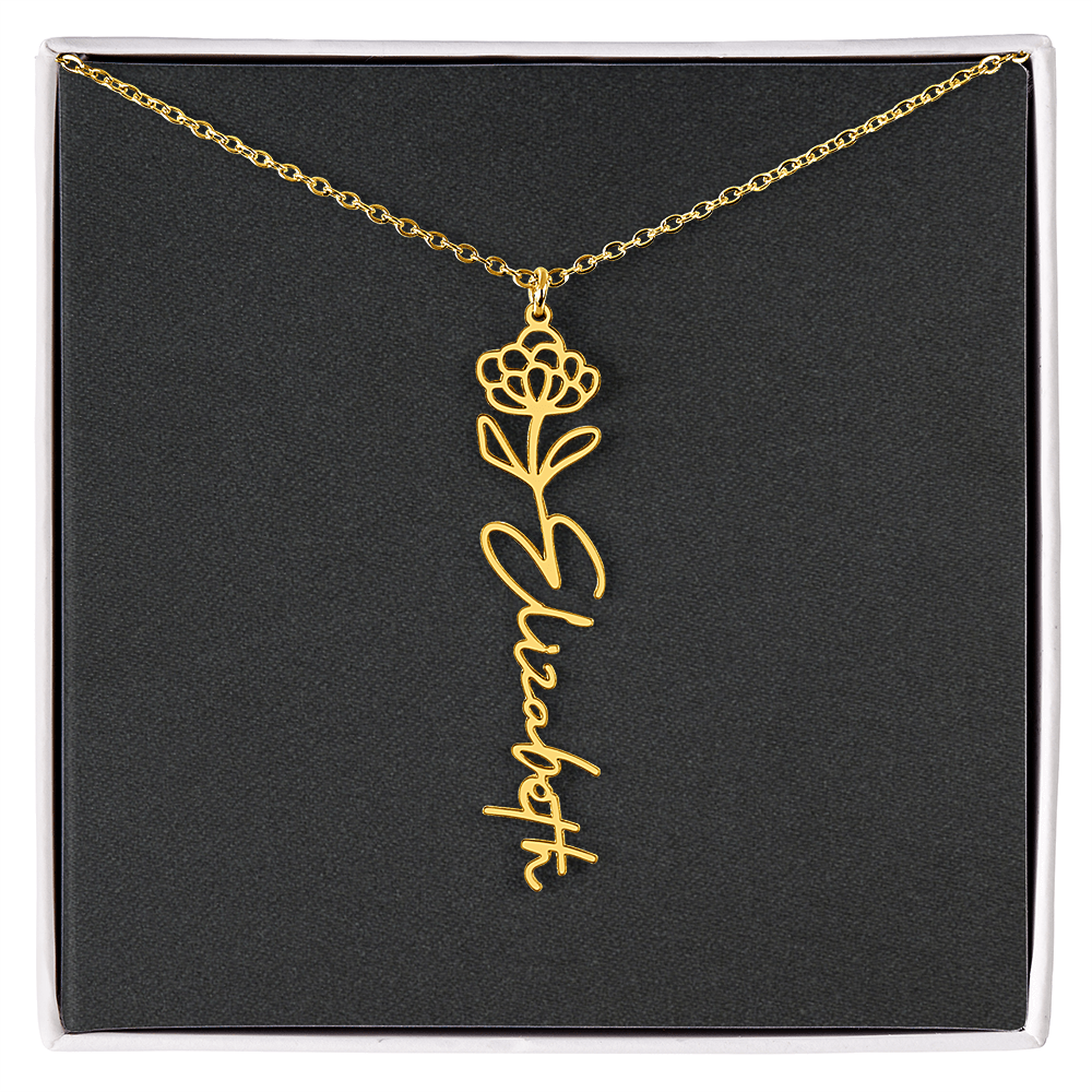 Flower Name Necklace - Add Your Name