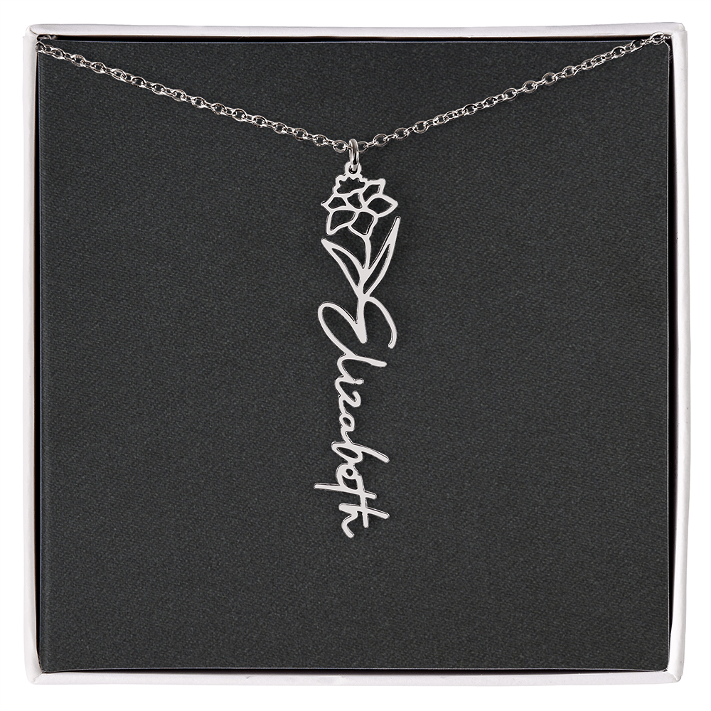 Flower Name Necklace - Add Your Name