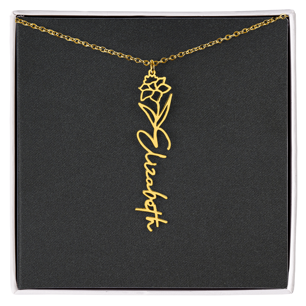 Flower Name Necklace - Add Your Name