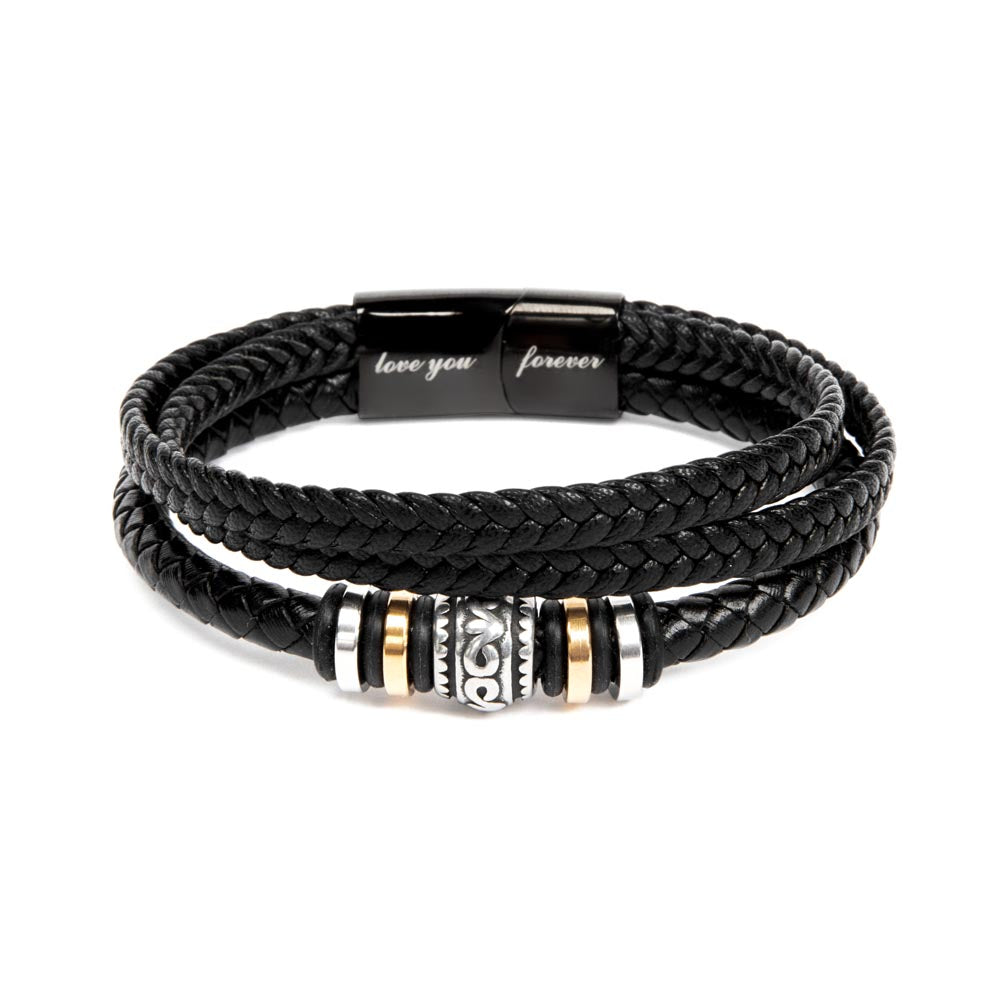 Love You Forever Bracelet - Braided Leather with Heartfelt Message Card