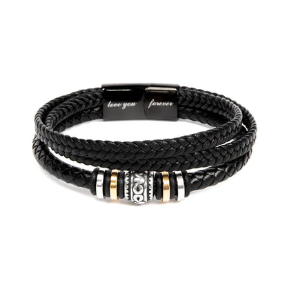 Love You Forever Bracelet - Braided Leather with Heartfelt Message Card