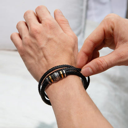 Love You Forever Bracelet - Braided Leather with Heartfelt Message Card