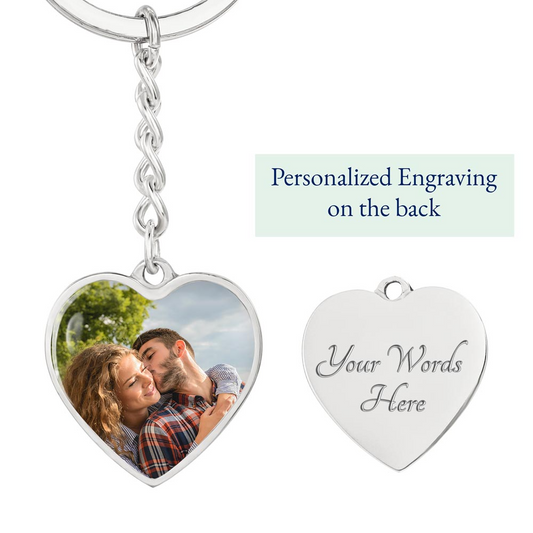 Photo Heart Keychain - Add Your Own Photo