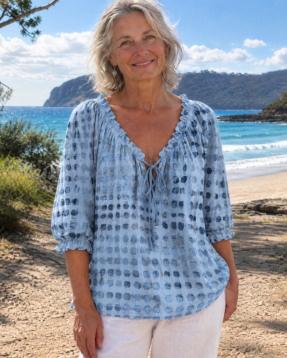 Mila | Printed Tie-Neck Blouse