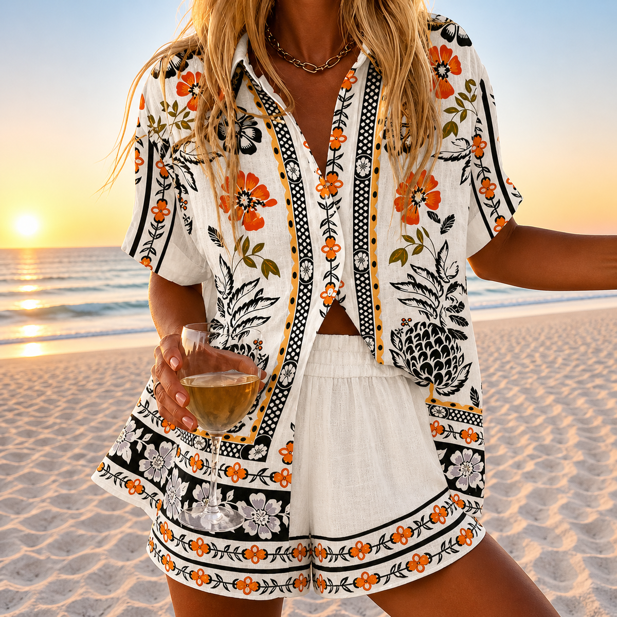Bijou | Printed Shirt & Shorts Set