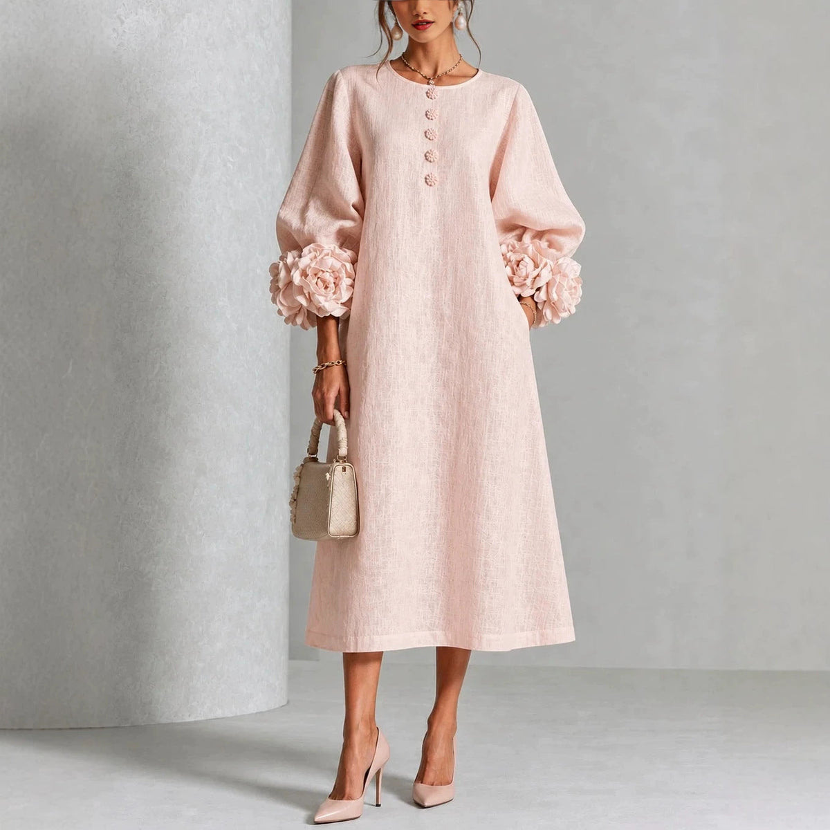 Ivy | Rose Sleeve Midi Dress