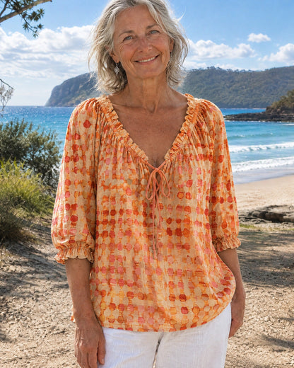 Mila | Printed Tie-Neck Blouse