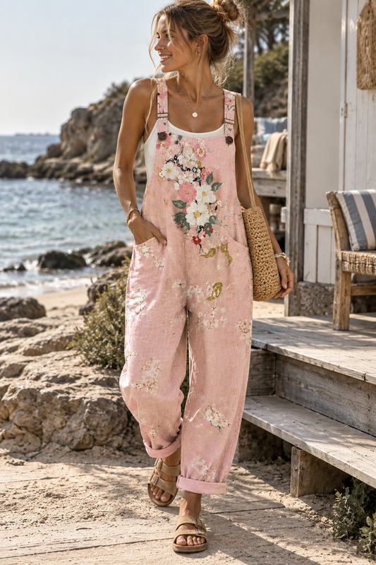 Elowen | Pink Floral Overalls