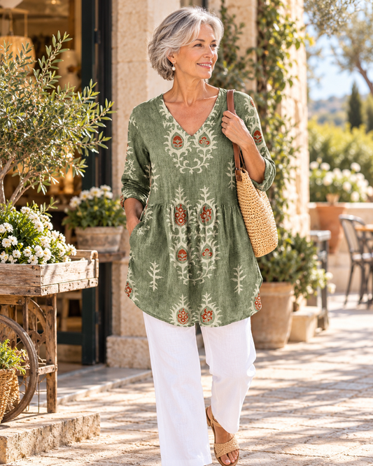 Everly | Long Blouse with V-Neck