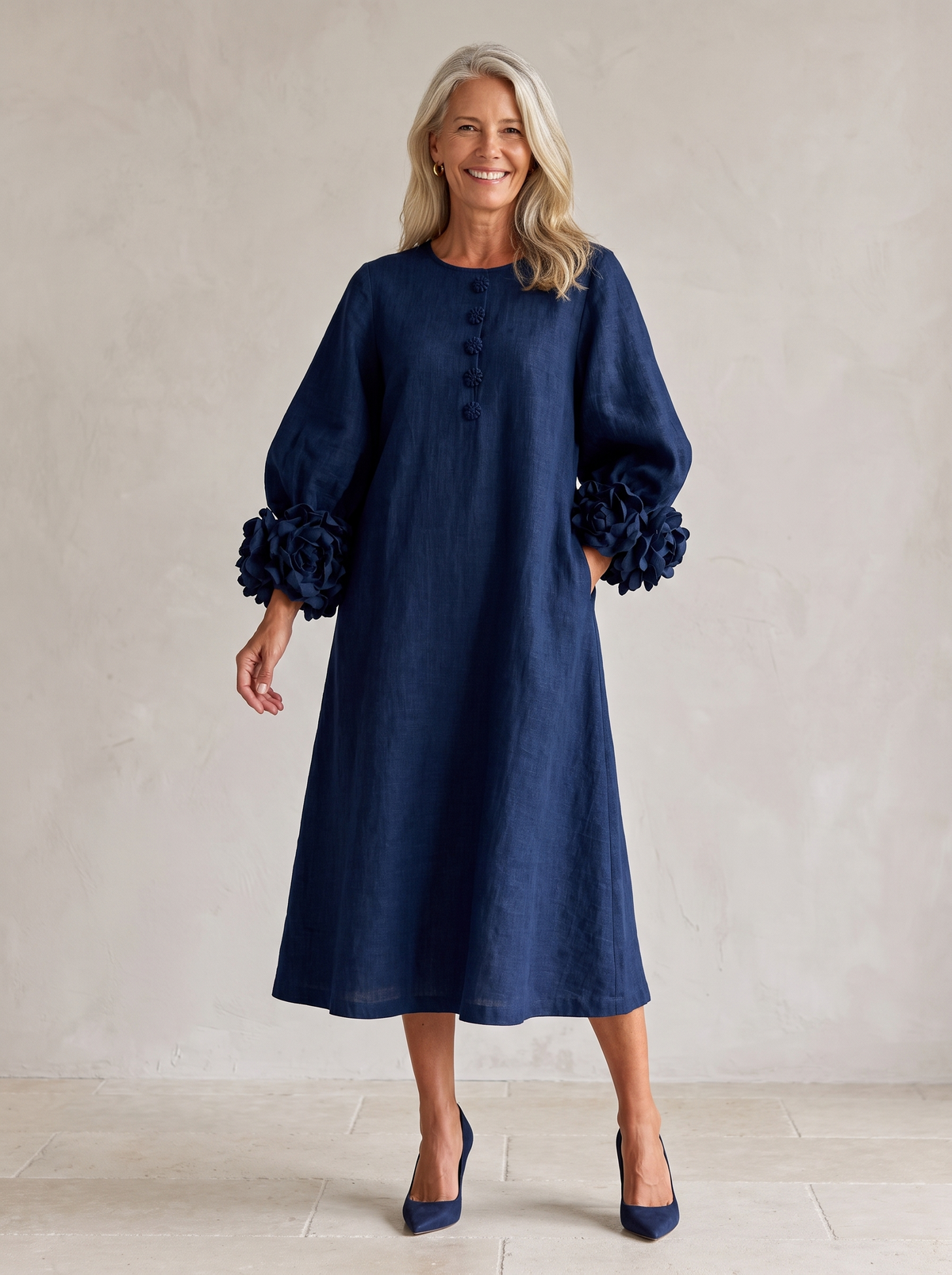 Ivy | Rose Sleeve Midi Dress