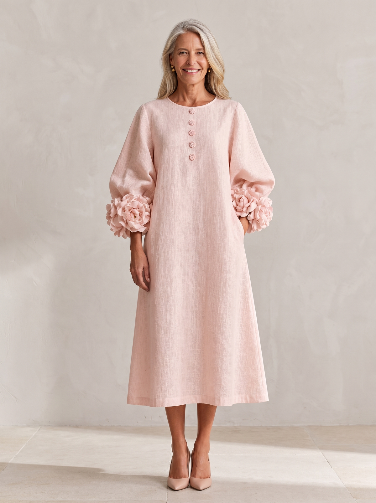 Ivy | Rose Sleeve Midi Dress