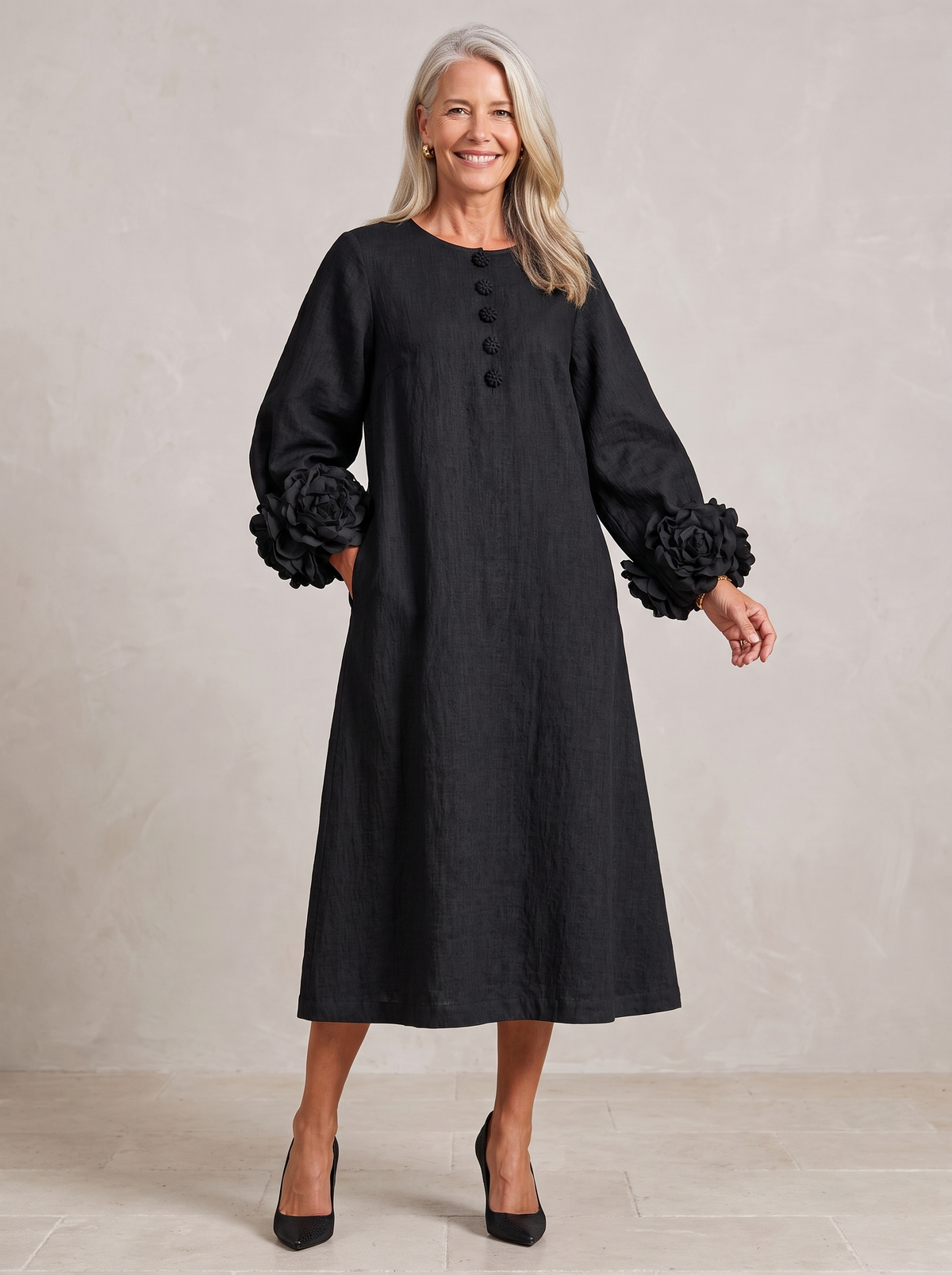Ivy | Rose Sleeve Midi Dress