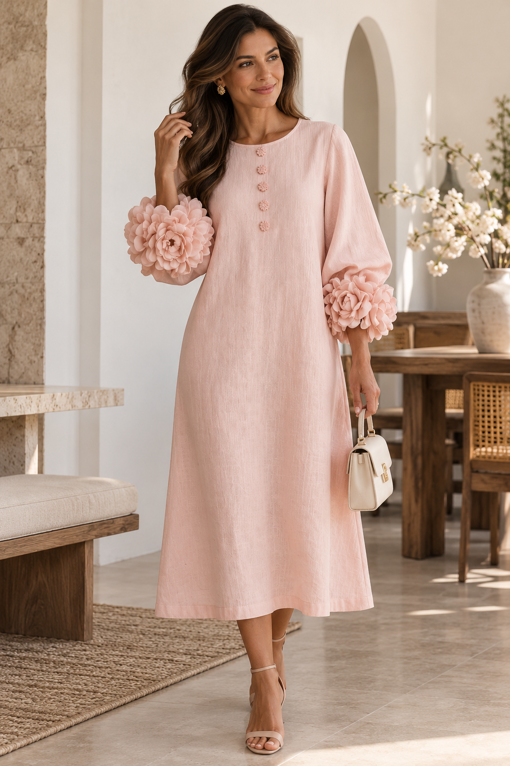 Ivy | Rose Sleeve Midi Dress