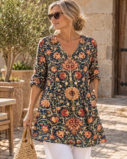 Lilian | Long Blouse with V-Neck