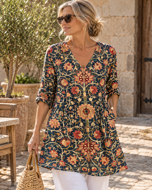 Lilian | Long Blouse with V-Neck