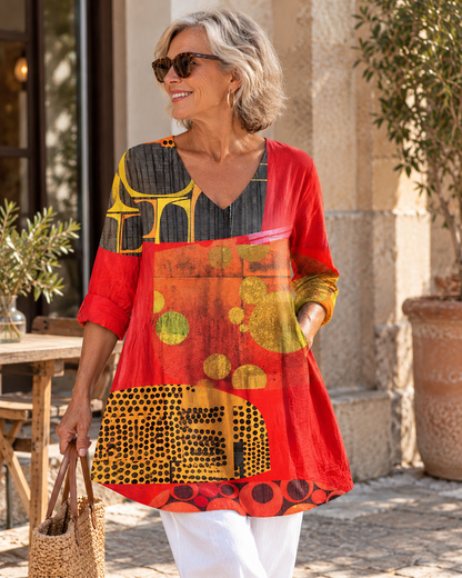 Maria | Long Blouse with V-Neck