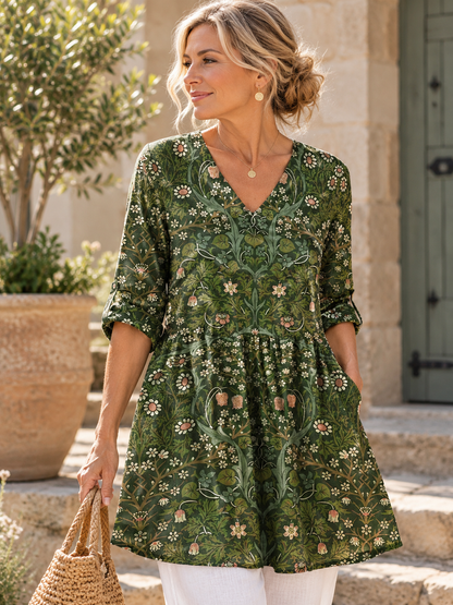 Cecelia | Long Blouse with V-Neck